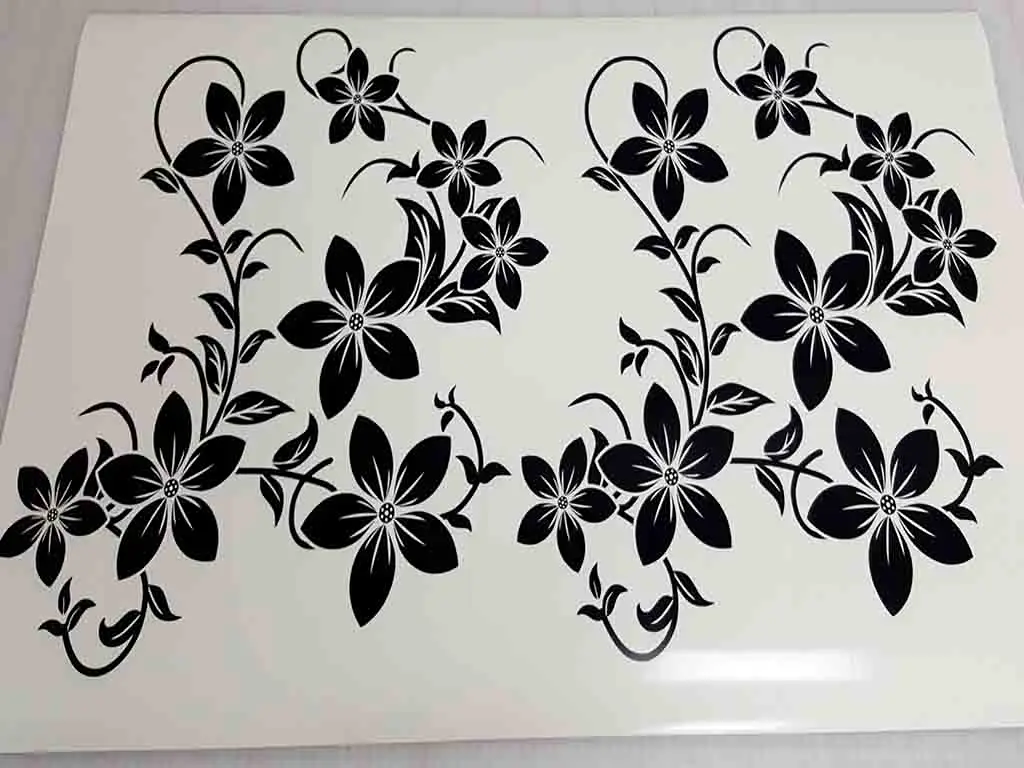 Sticker perete Dora, Folina, decor floral, negru