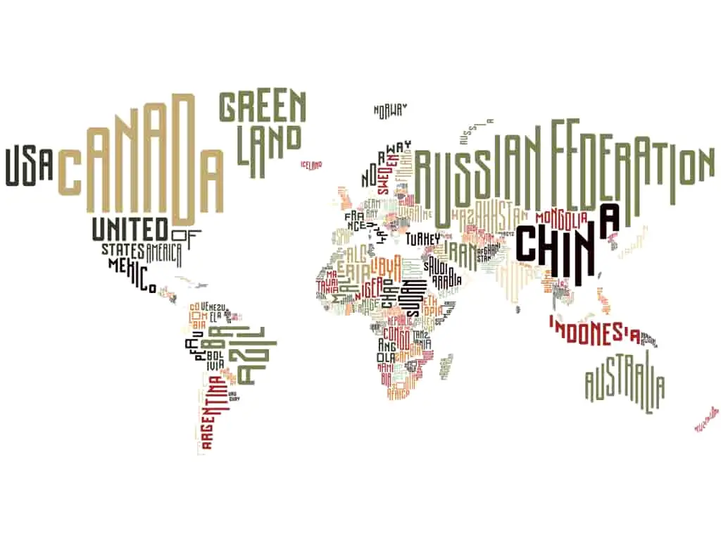 Sticker Harta lumii, Folina, imprimeu cu numele ţărilor, multicolor, 200x100 cm
