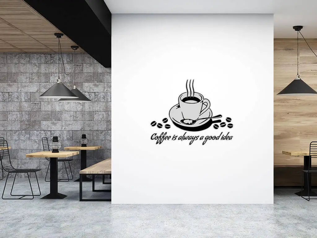 Sticker perete decorativ Cafea cu mesaj