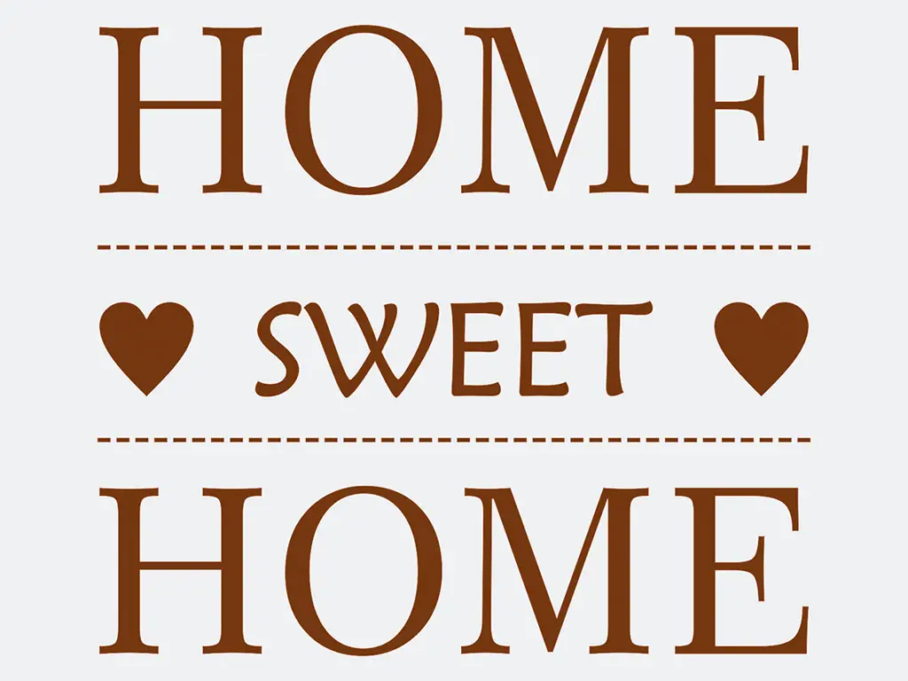 Sticker Home sweet Home, Folina, decorațiune perete maro, dimensiune sticker 50x50 cm