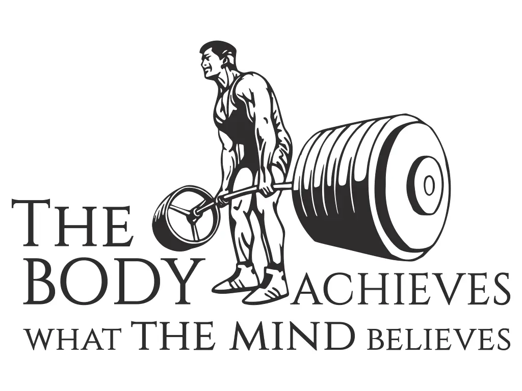 Sticker motivational fitness, model Body and mind, negru,  152 x 95 cm, racletă de aplicare inclusă