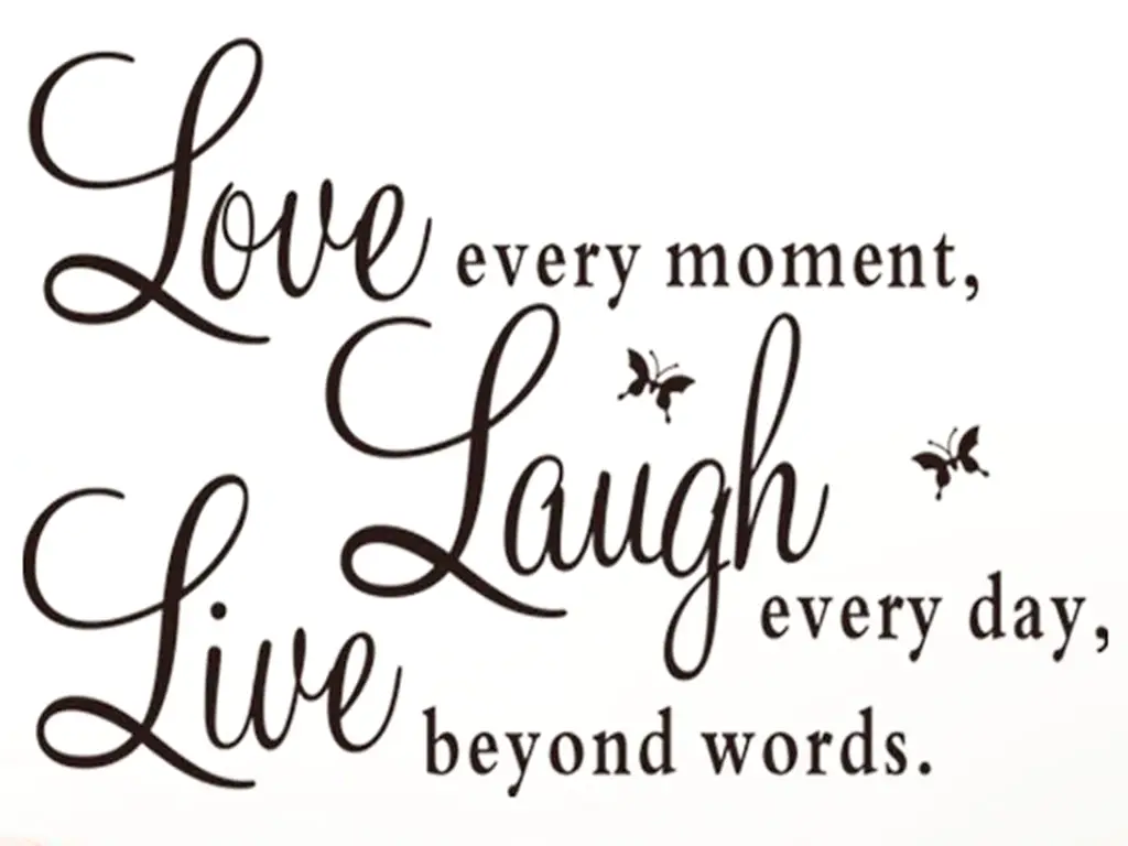 Sticker text Love-Laugh-Live, Folina, decorațiune pentru perete, dimensiune sticker 50x60 cm