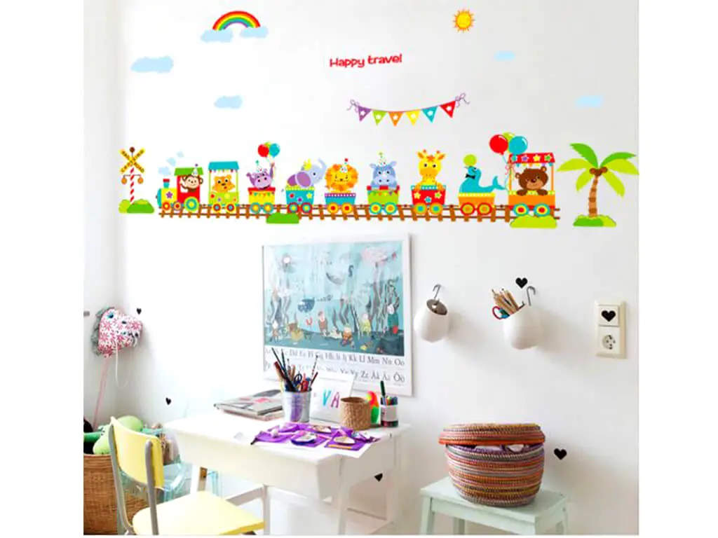 Sticker camera copii, Tren cu animale, Folina, multicolor