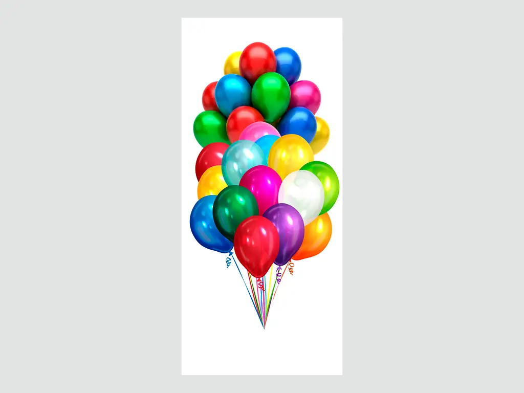 Autocolant uşă Baloane colorate, Folina, model multicolor, dimensiune autocolant 92x205 cm