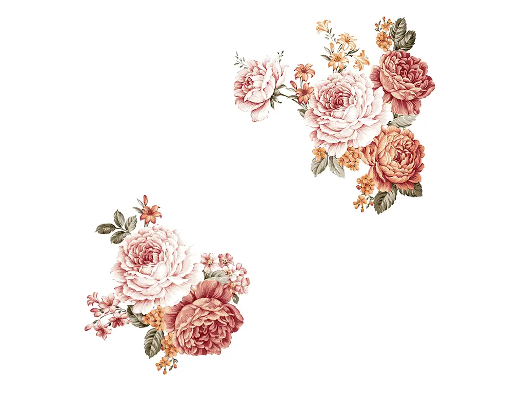Stickere bujori, Folina KSY21, decor floral în nuanţe de roz pal