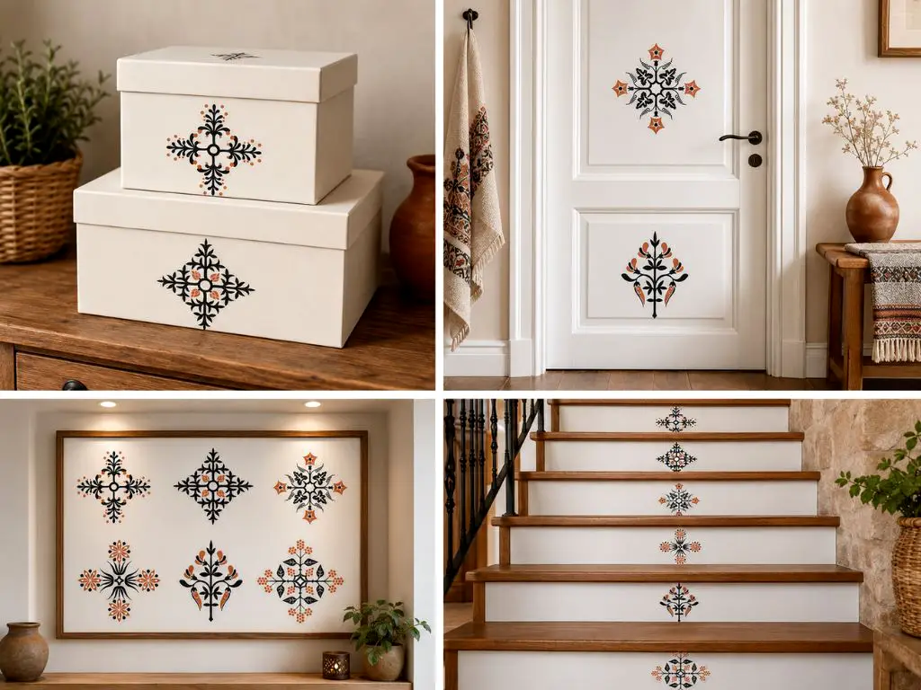 Set 6 stickere decorativ cu motive tradiționale românești