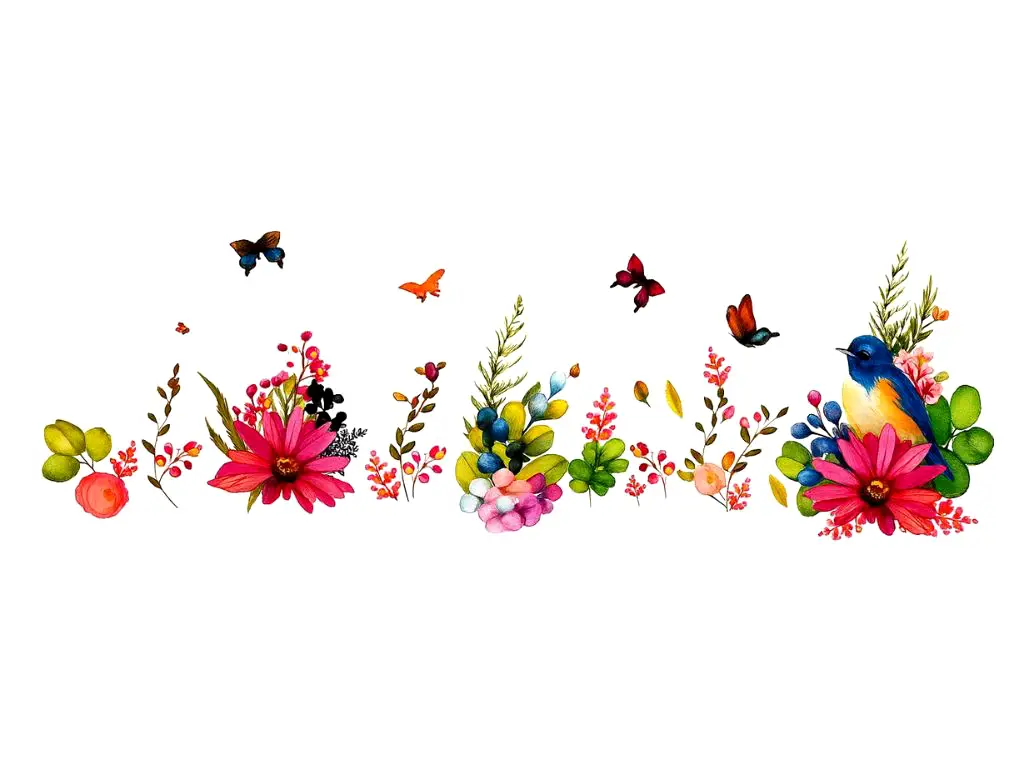 Sticker perete Jardin, Folina, decor flori watercolor