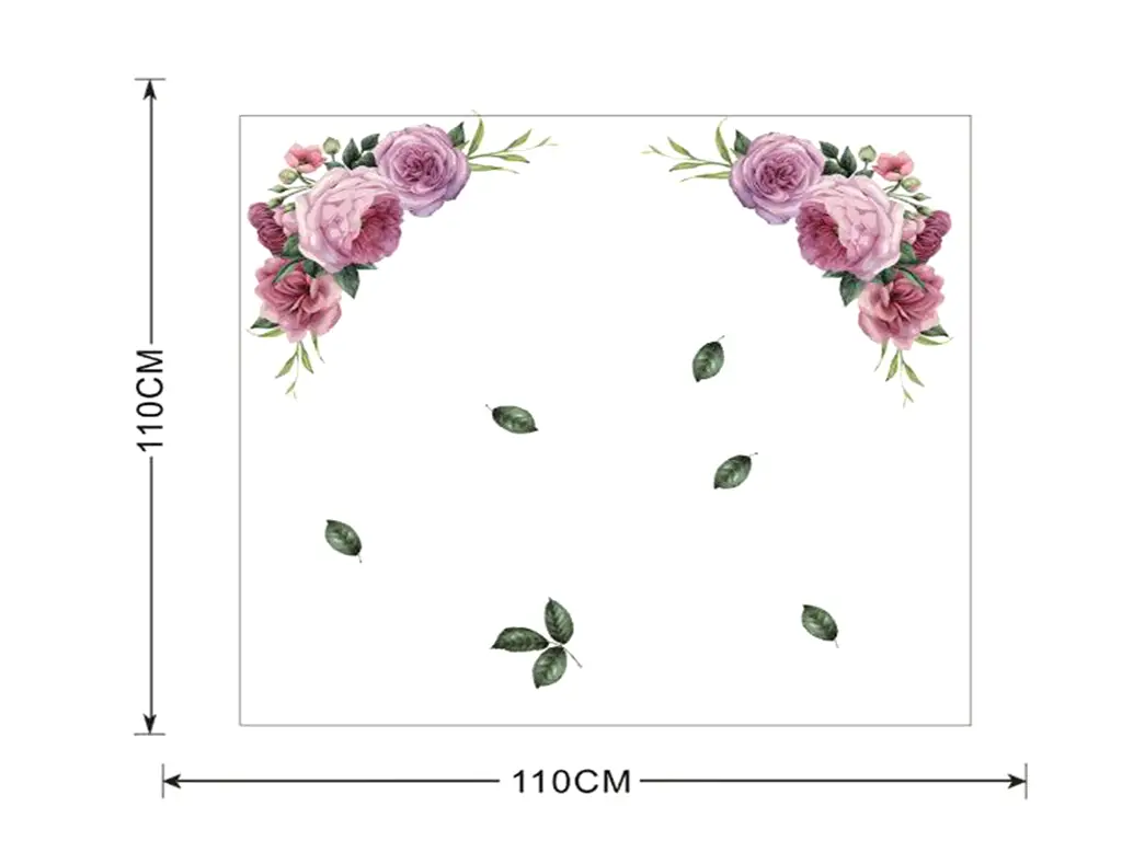 Stickere perete, Folina, model floral mov, 50x70 cm