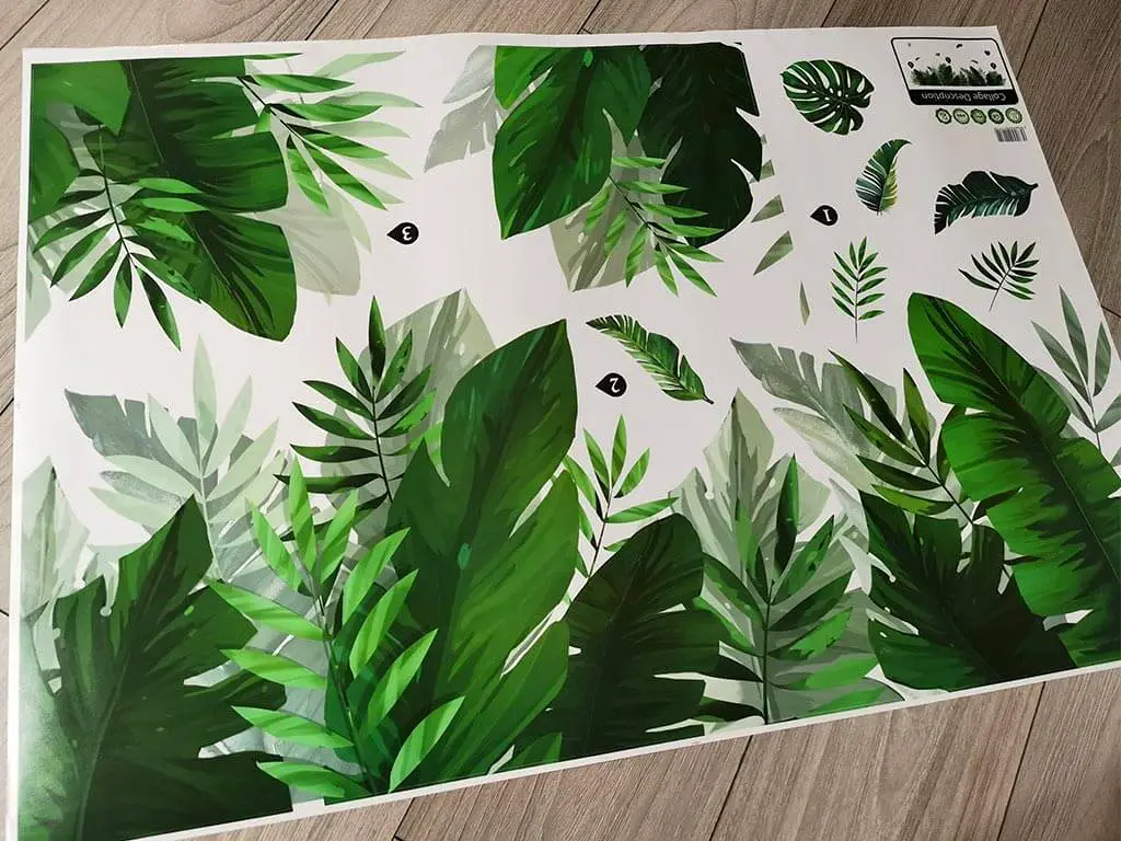 Sticker Frunze exotice, Folina, bordură decorativă verde, 150 cm lungime