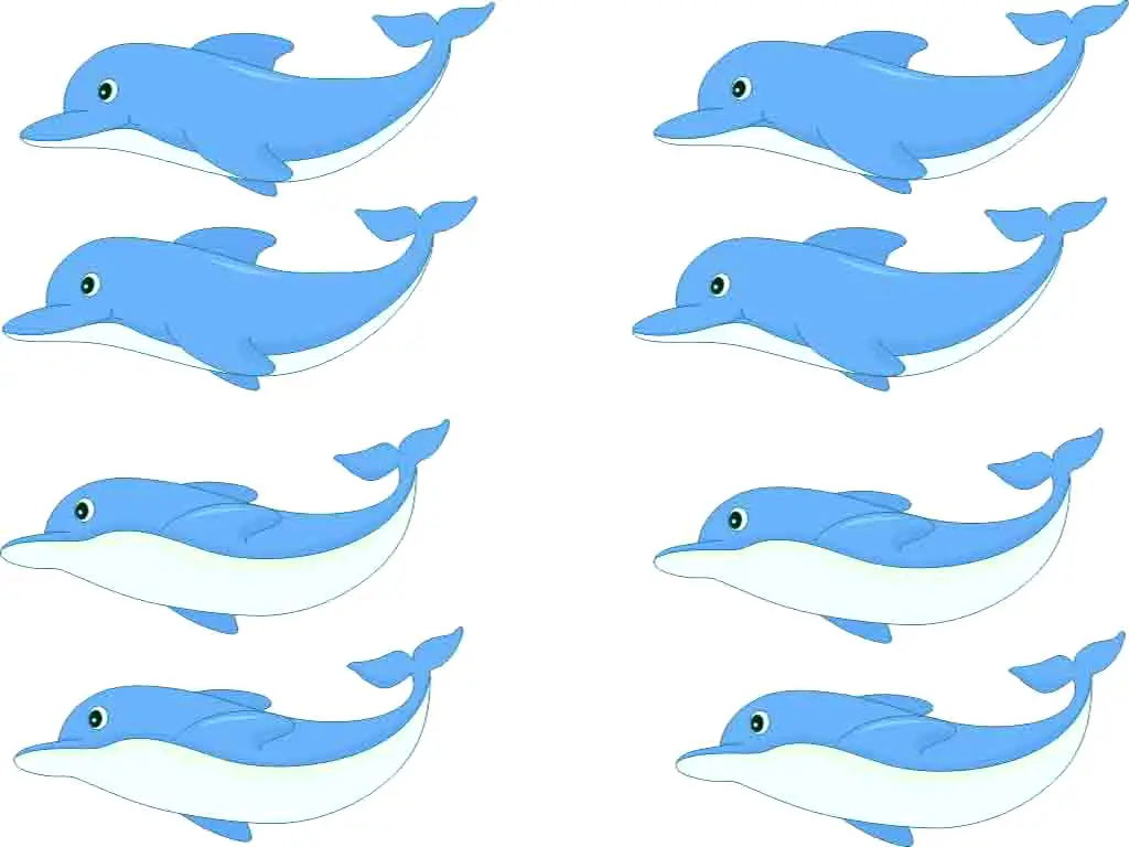 Set 8 stickere faianţă, Folina, model delfini, albastru