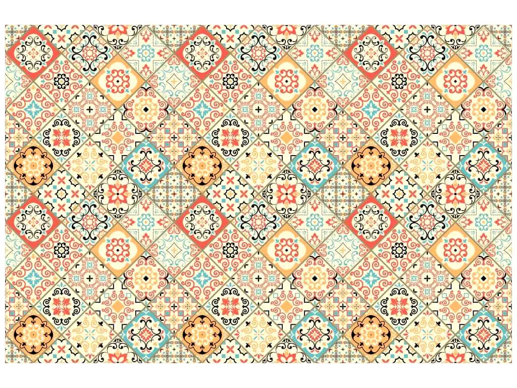 Set 6 stickere faianţă Sole, Folina, model patchwork colorat, 20x20 cm