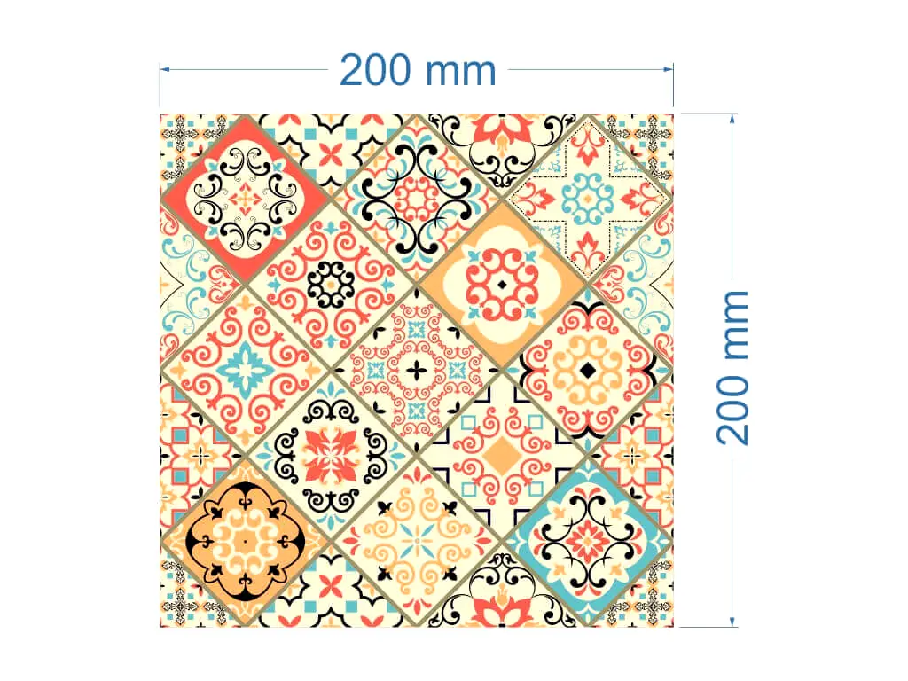 Set 30 Stickere faianţă Sole, Folina, model patchwork colorat, 20x20 cm 