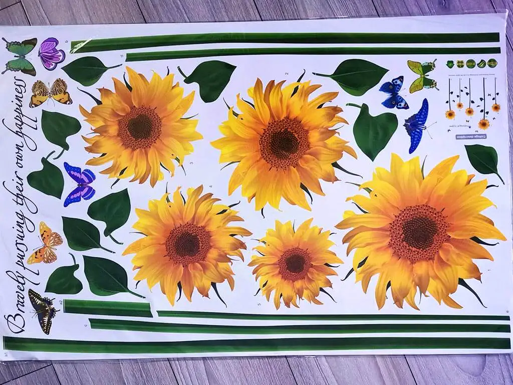 Set 5 stickere Floarea soarelui, decor galben