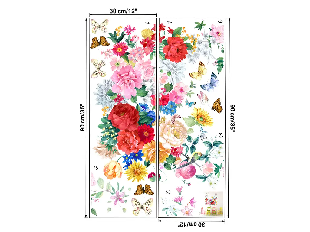 Sticker flori, Folina KSY43, decor multicolor, 90 cm