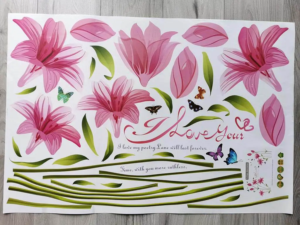 Stickere flori, Folina, decor floral roz