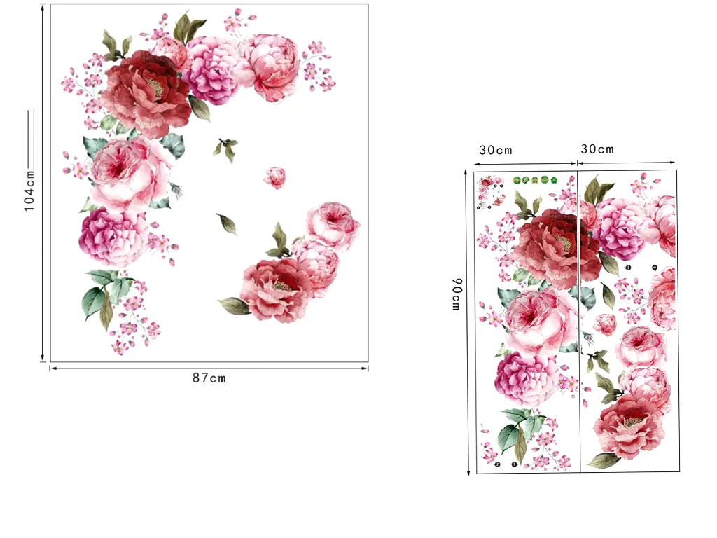 Stickere flori, Folina KSY10, decor floral roz