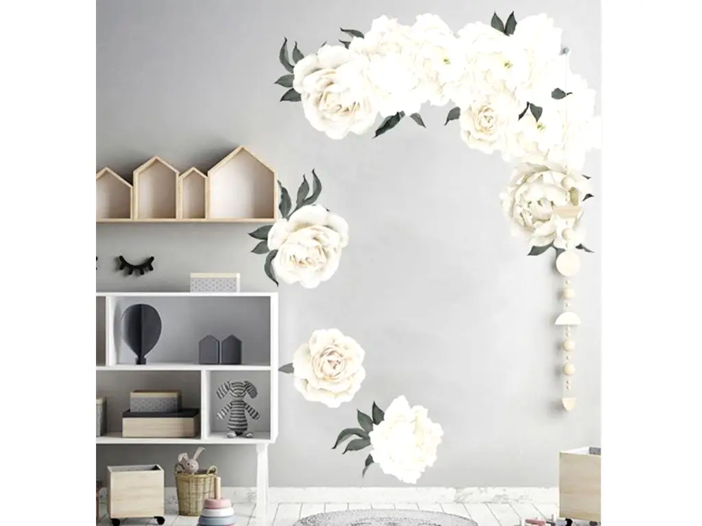 Stickere flori, Folina, decor floral crem