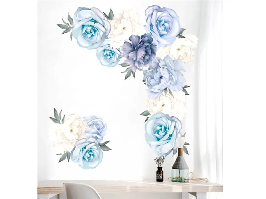 Stickere flori, Folina, bujori şi trandafiri albaştri
