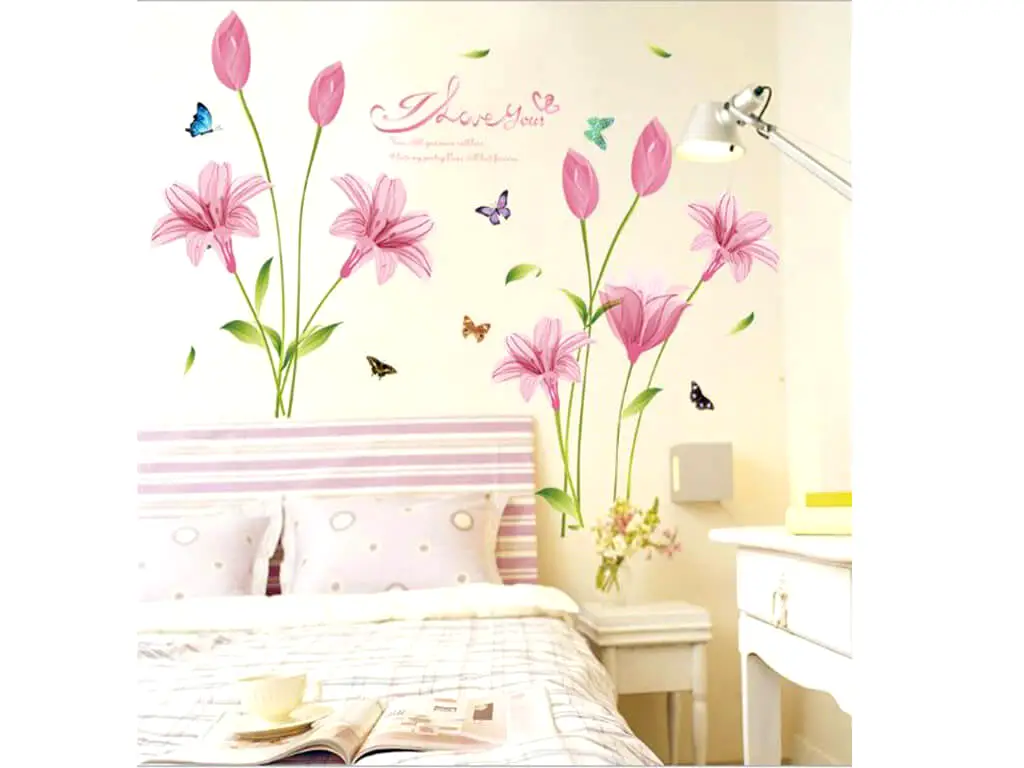 Stickere flori, Folina, decor floral roz