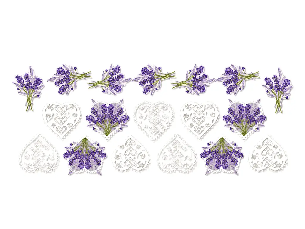 Set 18 stickere decorative Lavandă, pentru faianță, mobilă și proiecte DIY