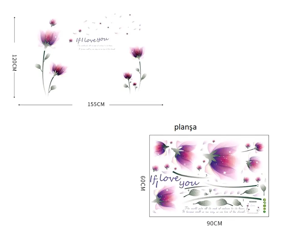 Stickere flori, Folina, decor violet