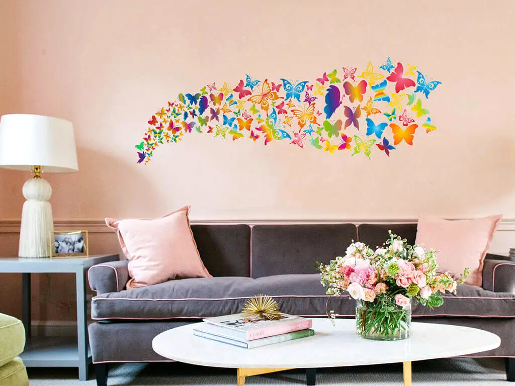 Sticker Fluturi Colorați, Folina, autoadeziv, multicolor, 150 cm