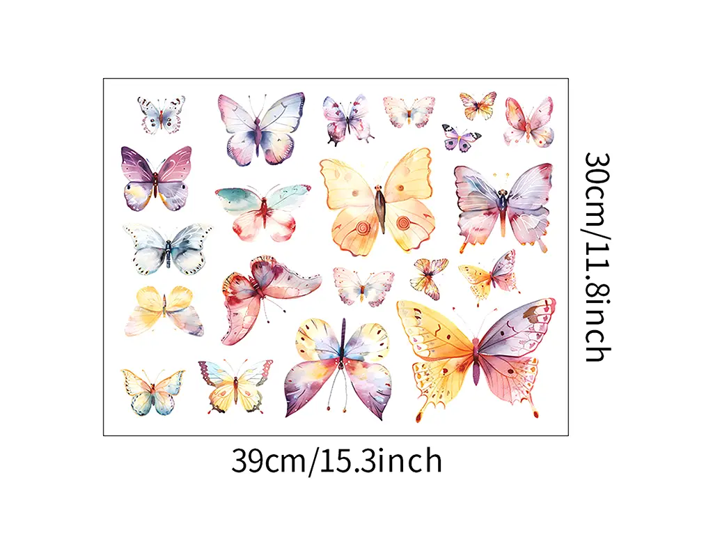 Set 21 stickere fluturi coloraţi, decor perete, mobilă, geam