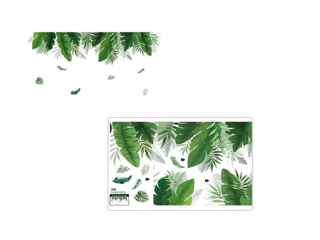 Sticker Frunze exotice, Folina, bordură decorativă verde, 150 cm lungime