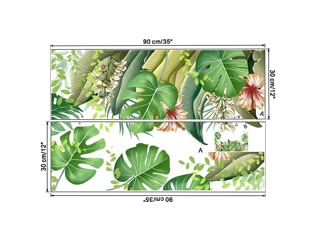 Sticker frunze verzi, Folina KSY76, decor exotic, 120x60 cm