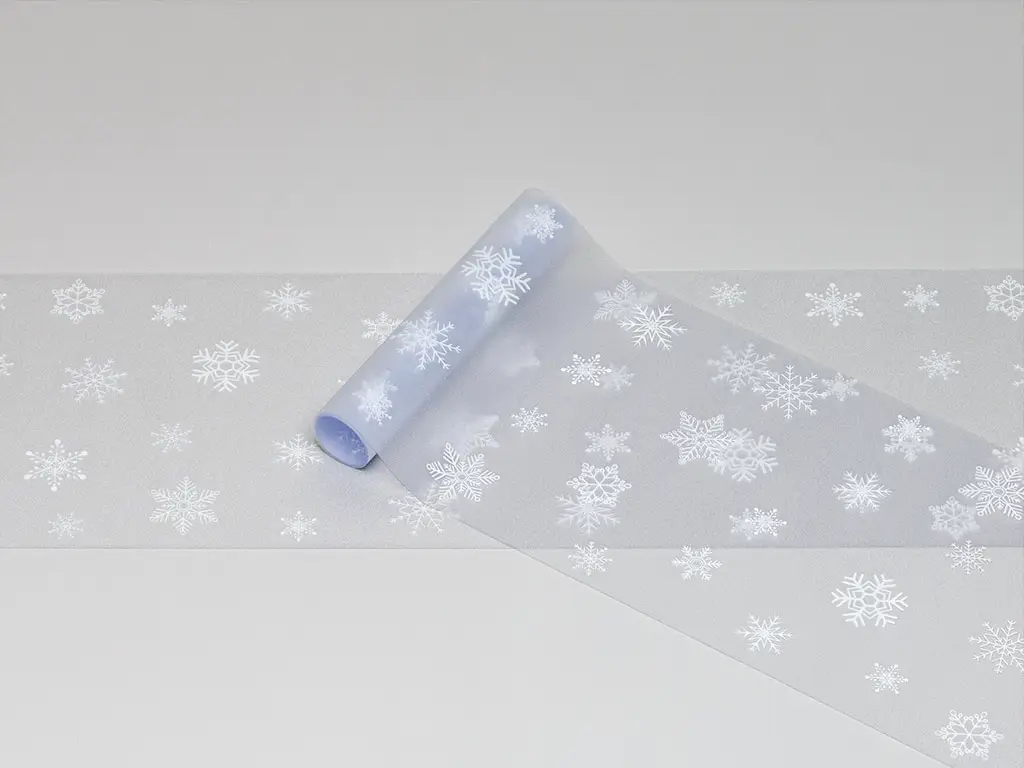 Sticker geam electrostatic, model fulgi albi Winter border, rolă de 20x150 cm