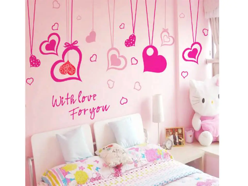 Stickere inimioare, Folina, decor roz