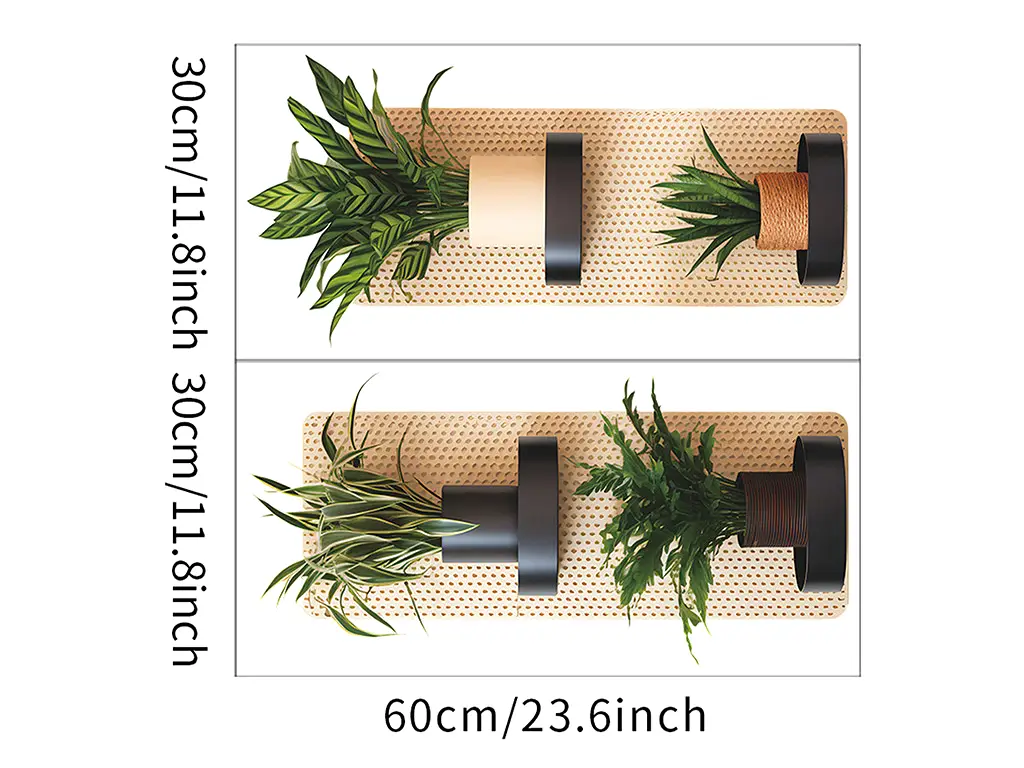 Stickere decorative Poliţe verticale cu plante verzi – pentru holuri și spații mici, 2 planşe 30x60 cm