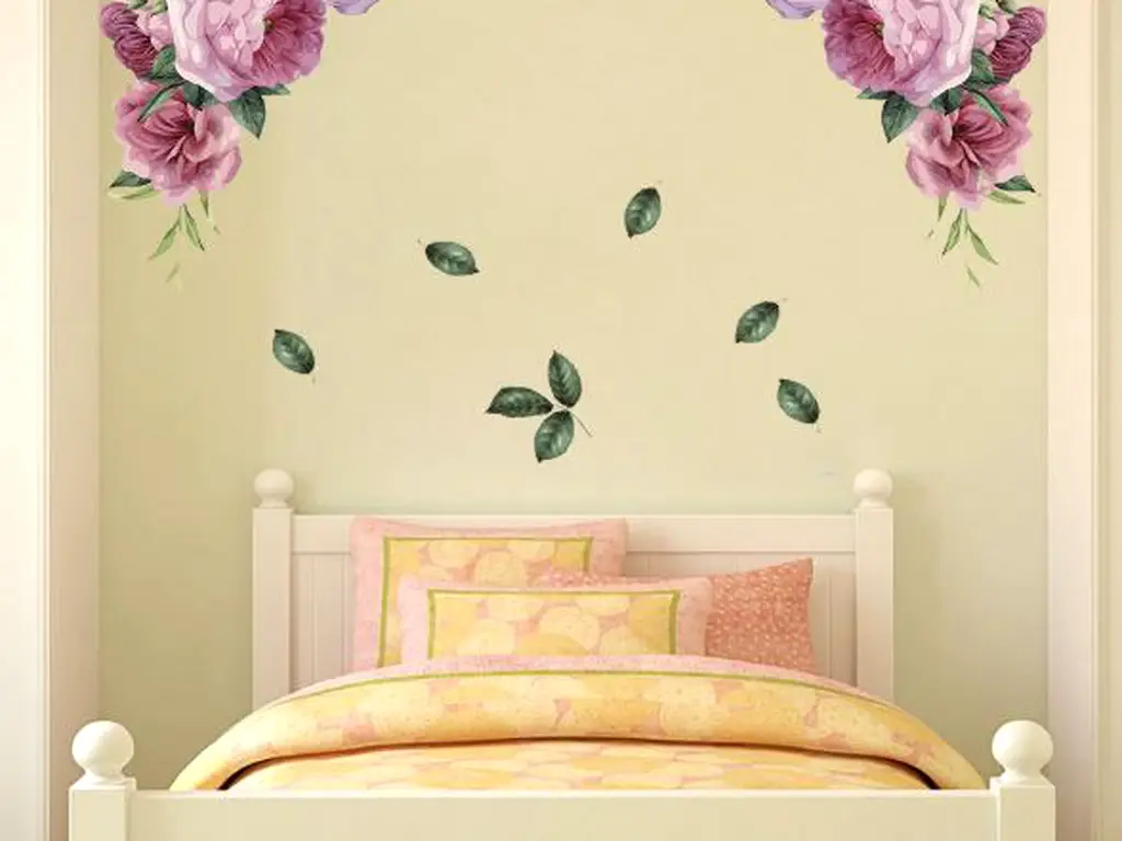 Stickere perete, Folina, model floral mov, 50x70 cm