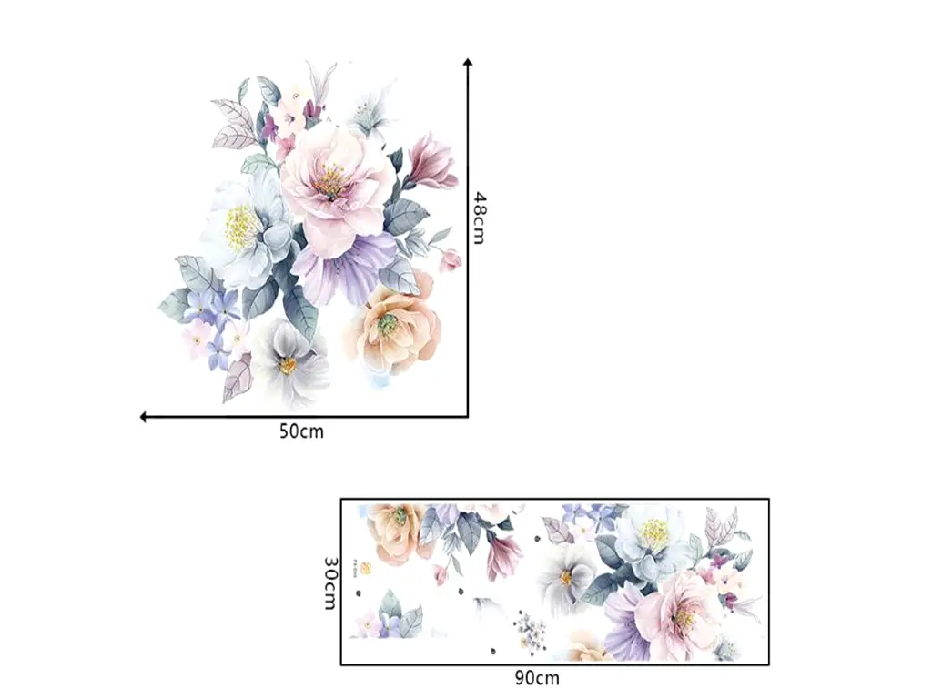 Stickere flori, Folina, decor în nuanţe pastel, 50 cm