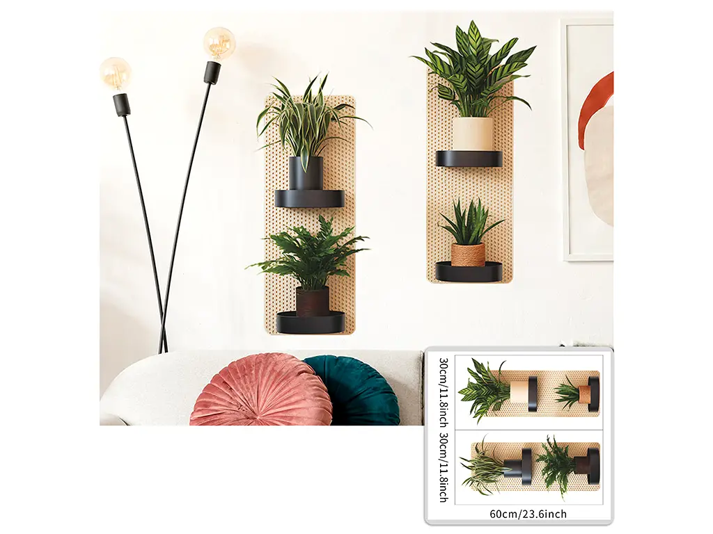 Stickere decorative Poliţe verticale cu plante verzi – pentru holuri și spații mici, 2 planşe 30x60 cm