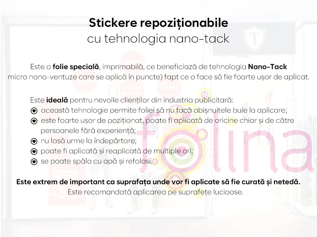 Set 12 stickere repoziționabile pentru reduceri promoționale, culoare roșie, Folina, racletă aplicare inclusă
