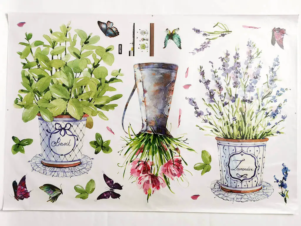 Sticker Ghivece cu flori, Folina, model watercolor