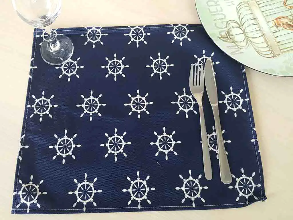Set 6 Suport farfurie textil, Folina, albastru inchis, 42 x 30 cm