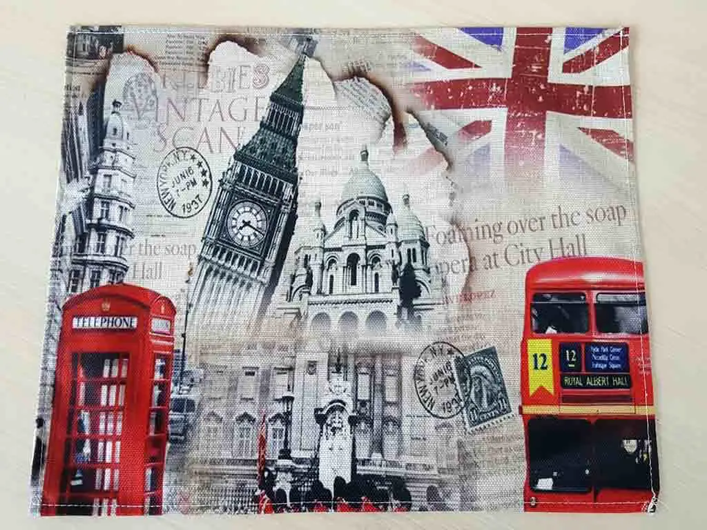 Suport farfurie textil, Folina, imprimeu cu orașul Londra, multicolor, 42 x 30 cm