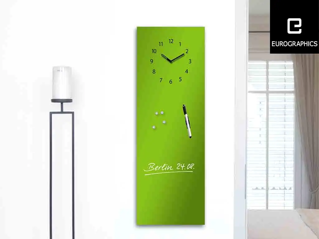 Tablă magnetică verde cu ceas