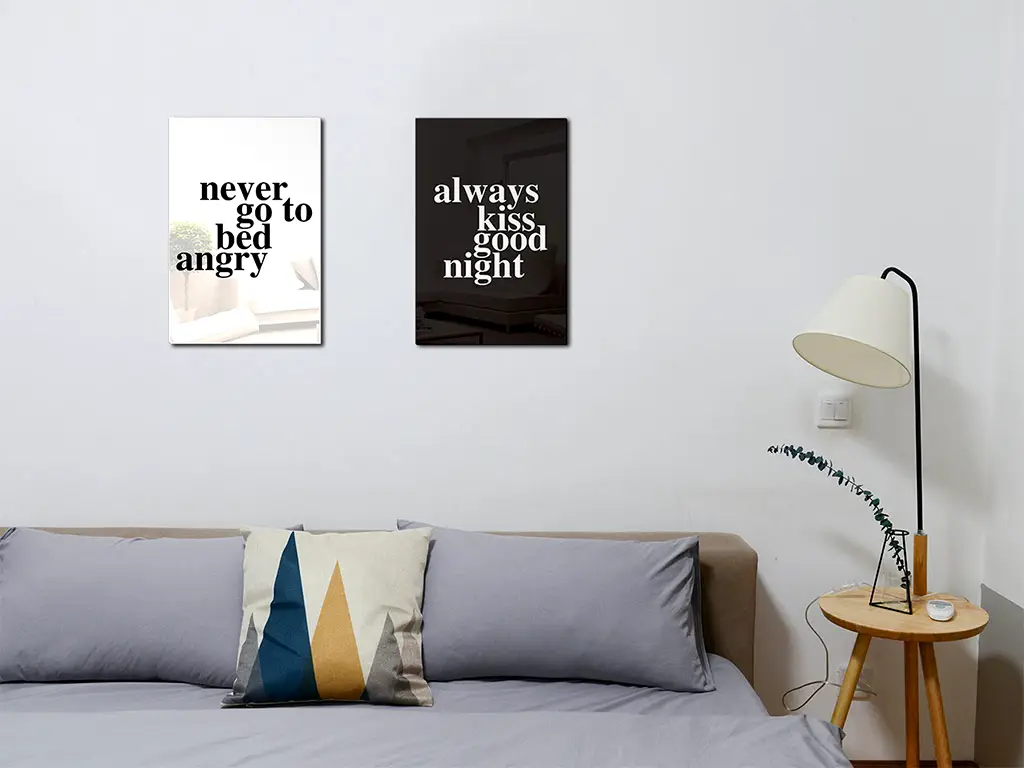Set 2 tablouri cu mesaj Bedroom, Folina, decorațiune cu text, dimensiune tablouri 40x30 cm