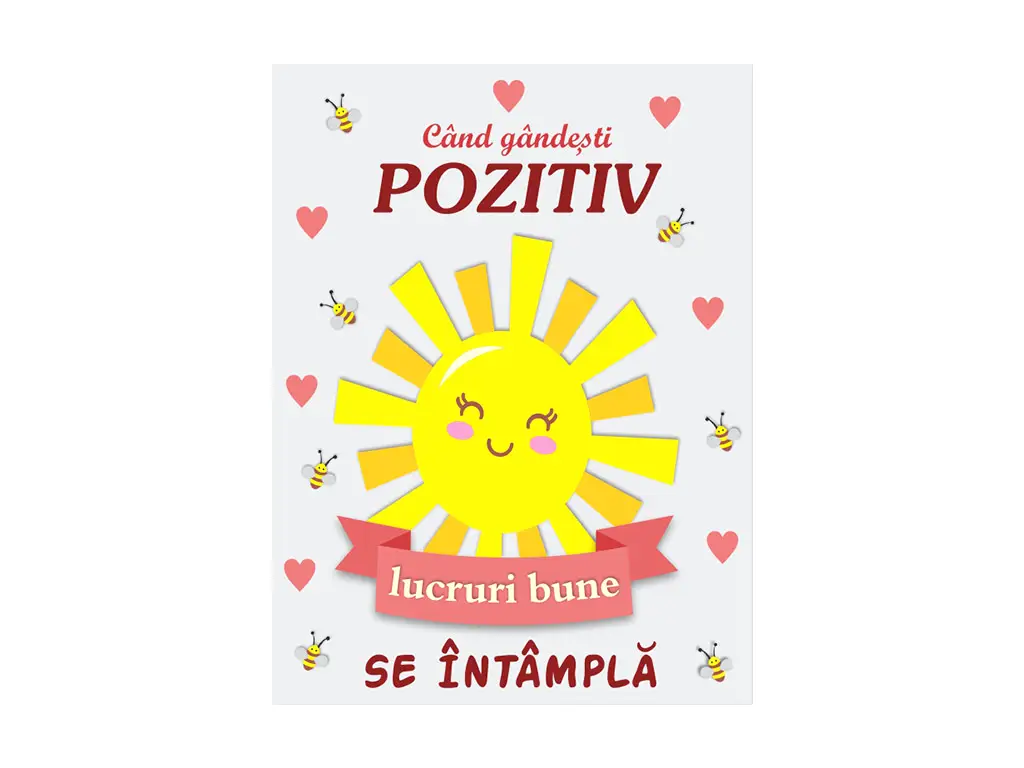 Tablou mesaj motivaţional Gândeşte pozitiv, Folina, decorațiune cu text, dimensiune tablou 40x30 cm