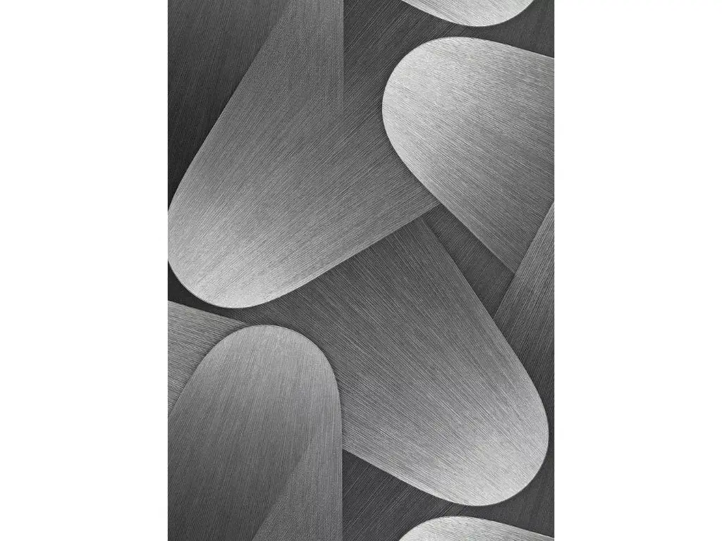 Tapet argintiu cu efect metalic și forme abstracte, Erismann Elysium 1042329, rolă de 0.53x10 metri