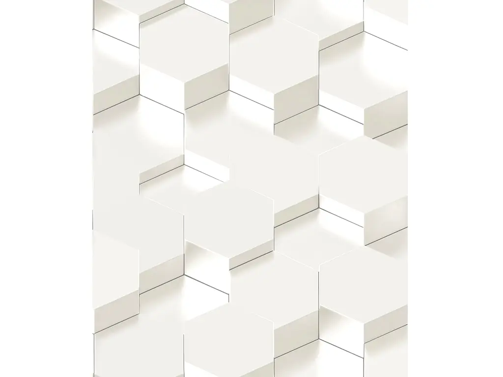 Tapet 3D, Ugepa, model hexagoane albe, Galactik L97000