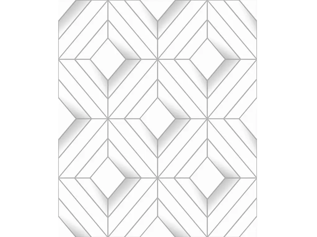 Tapet modern alb, Ugepa, model geometric cu linii argintii, Galactik L61400