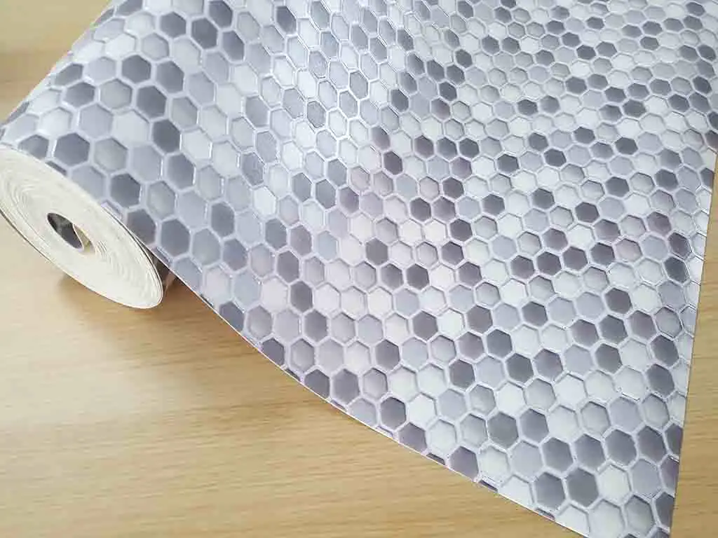 Tapet Ceramics Hexagon, d-c-fix, imprimeu hexagoane, gri, lățime 67 cm
