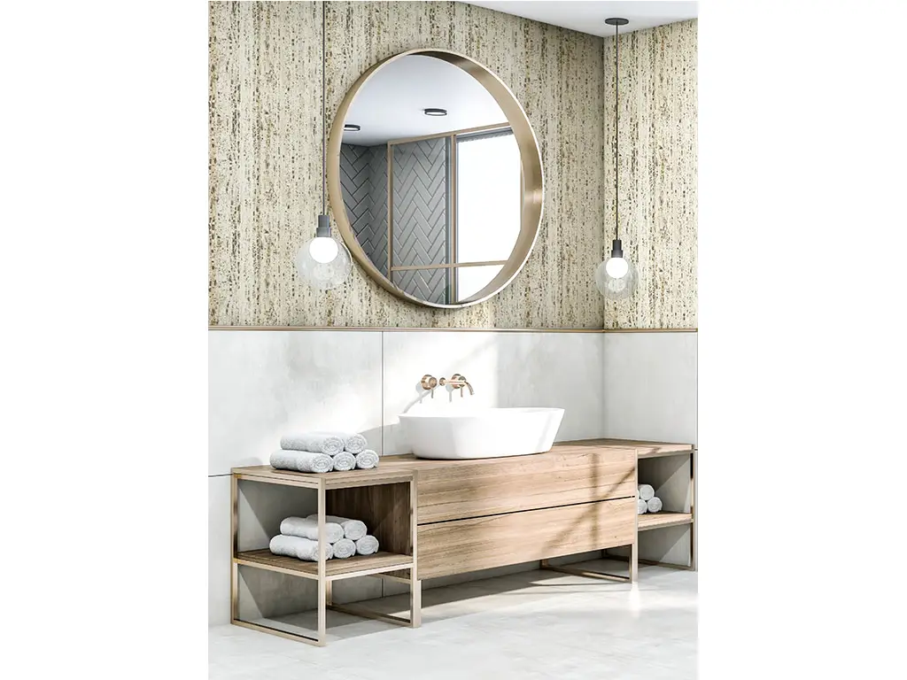 Tapet imitaţie zid piatră stilizată, Marburg Travertino 33351, vlies extralavabil