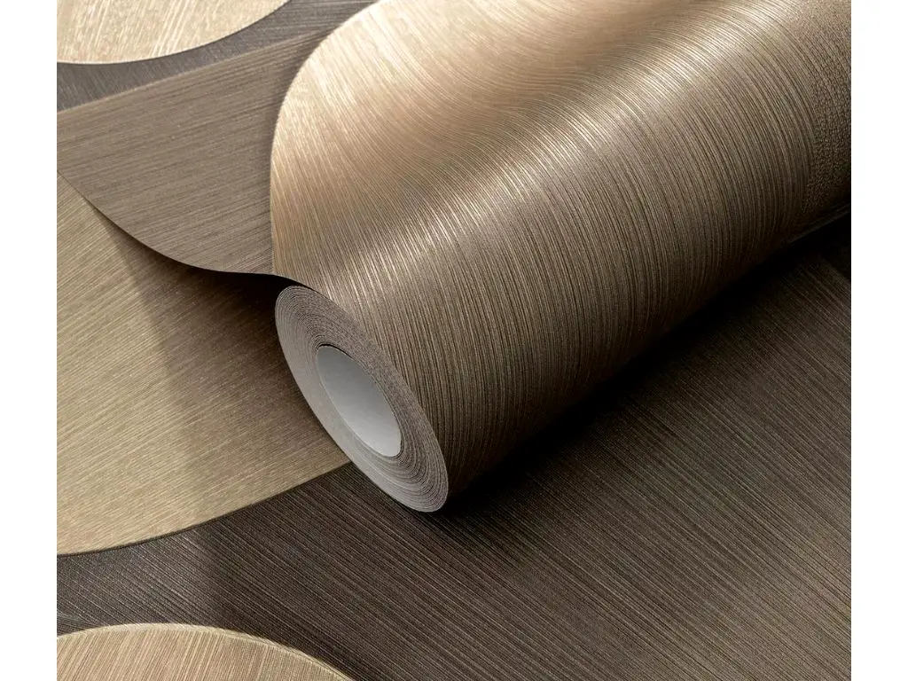 Tapet bej metalic cu forme abstracte aurii, Erismann Elysium 1042315, rolă de 0.53x10 metri