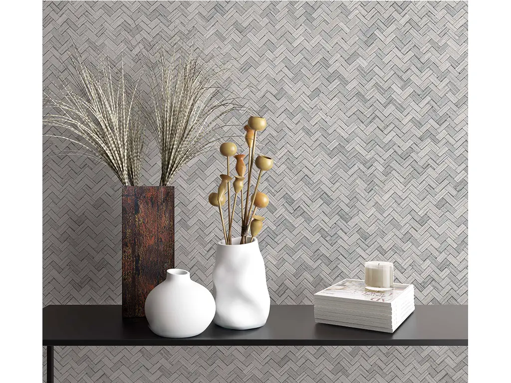 Tapet taupe cu model geometric, Marburg Botanica 33311