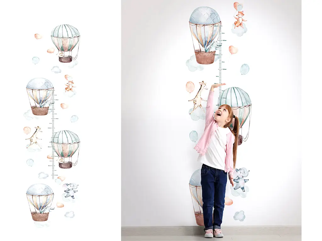 Tapet cameră copii, cu baloane şi gradaţie pentru măsurarea înălţimii, Marburg Little Adventures, rolă de 53x270 cm